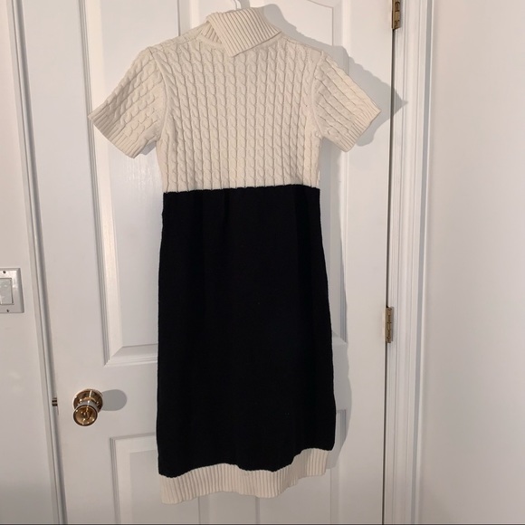 Turtleneck knitted Black and White Dress Size M Short Sleeve Parisian Soft cozy - Picture 3 of 3